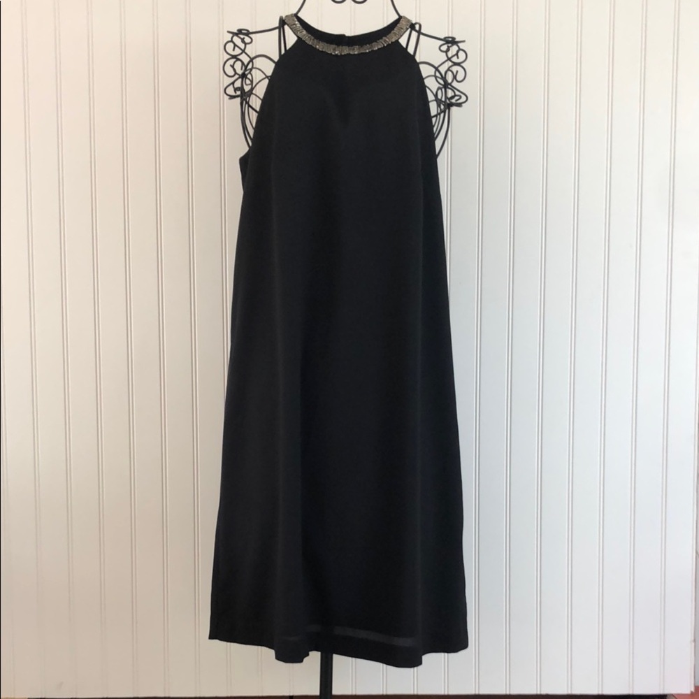 H&M Embellished Black Midi Sleeveless Halter Dress